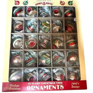 Christopher Radko Vintage Shiny Brite American 1940’s Style Glass Christmas Orn.